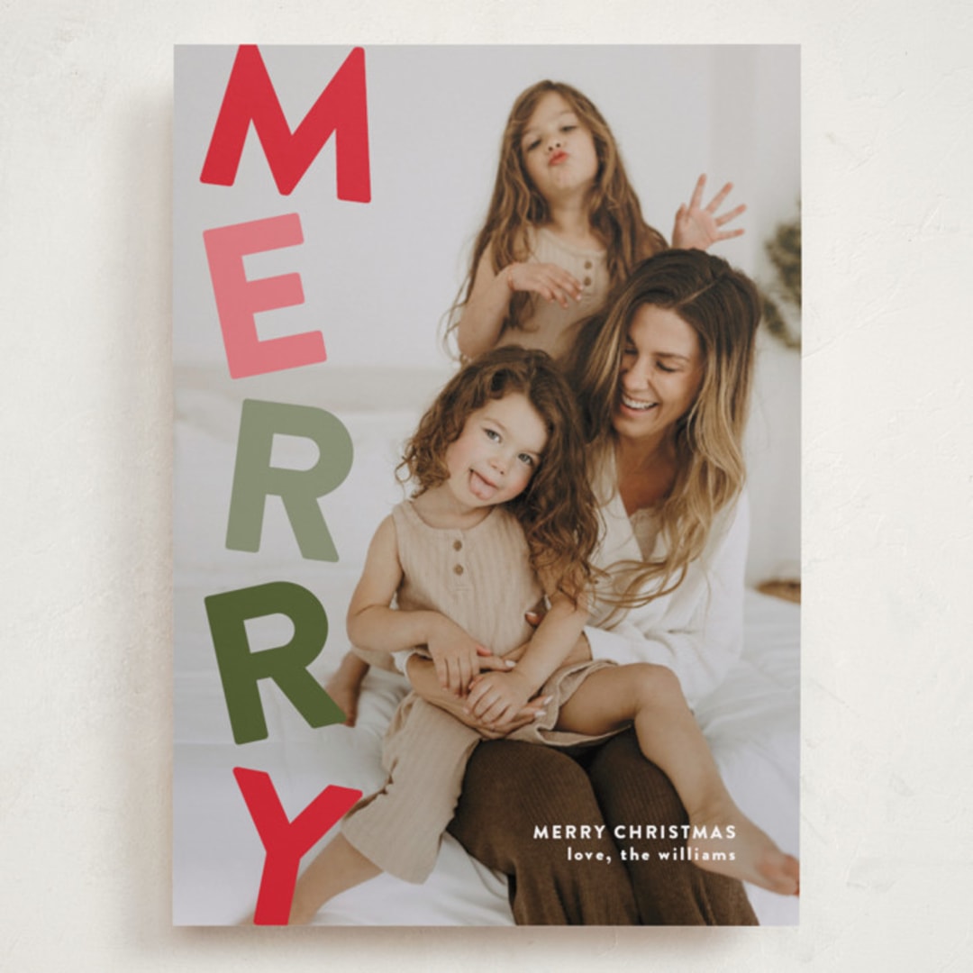 "Stacked" - Holiday Cards in Gumdrop by Olivia Williams - Front