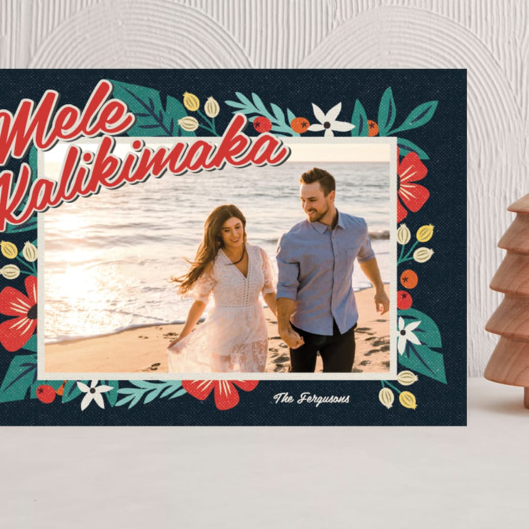 "Bold Tropic Florals" - Holiday Cards in Midnight by Nam Bourassa - Front