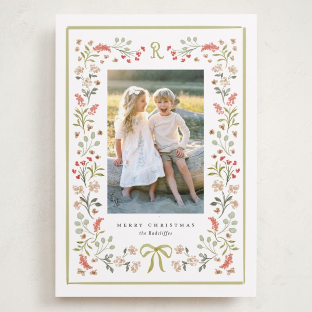 "Lafayette" - Holiday Cards in Sage by Melanie Kosuge - Front