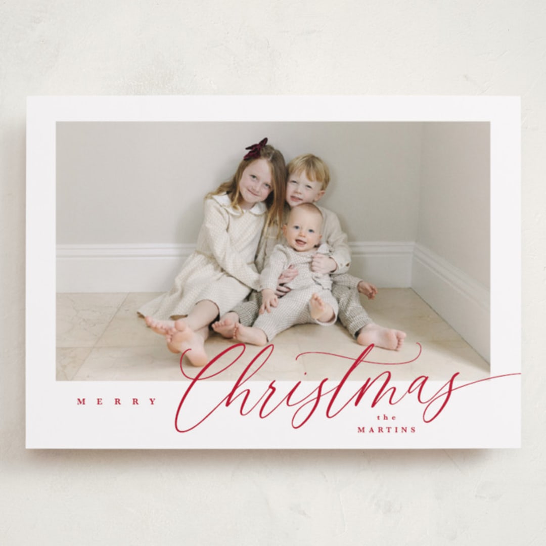 "Corner Slant" - Holiday Cards in Berry by Kelly Schmidt - Front