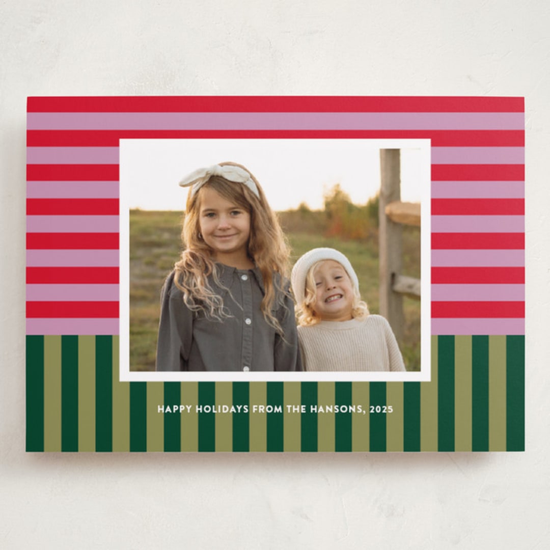 "Festive Stripes" - Holiday Cards in Candy Cane by Shari Margolin - Front