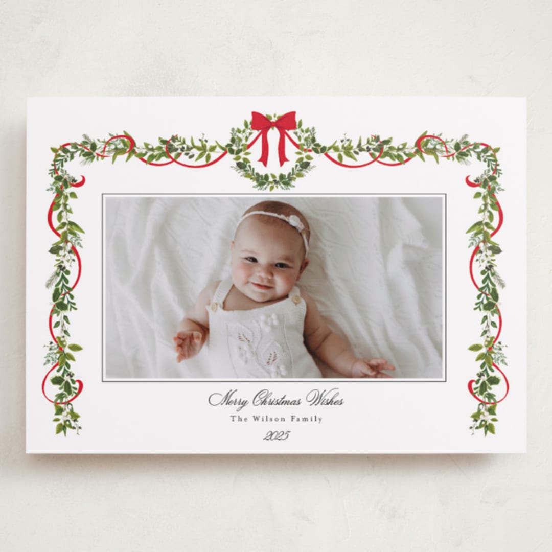 "Bows & Ribbon" - Holiday Cards in Candy Cane by Susan Moyal - Front