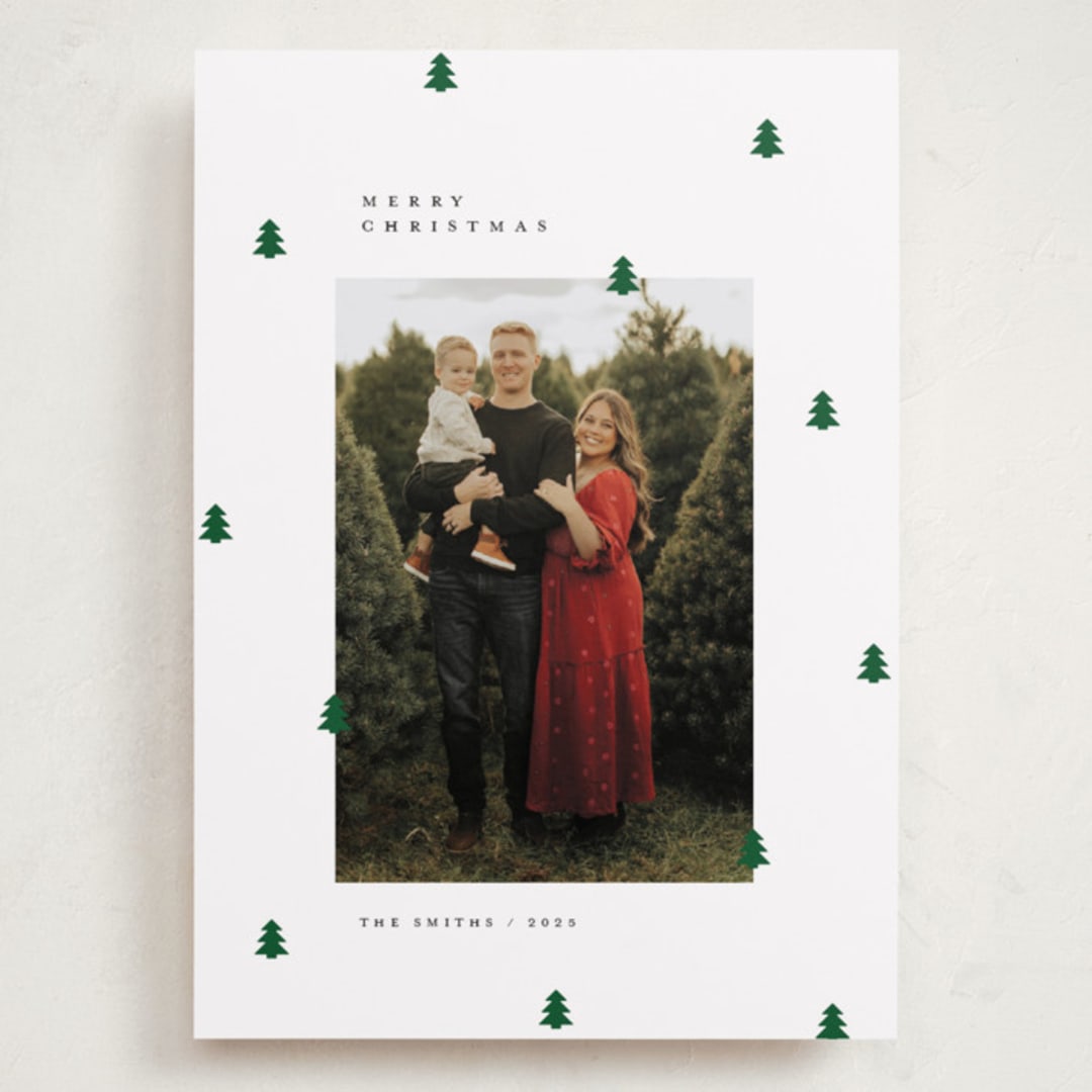 "Scattered Trees" - Holiday Cards in Cotton by Michelle Taylor - Front
