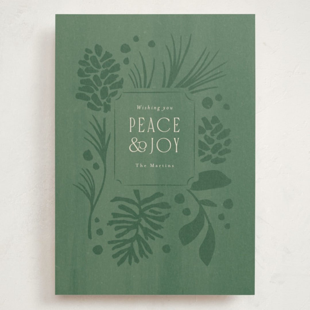 "Pines and pinecones" - Holiday Cards in Wintergreen by Jennifer Wick - Front