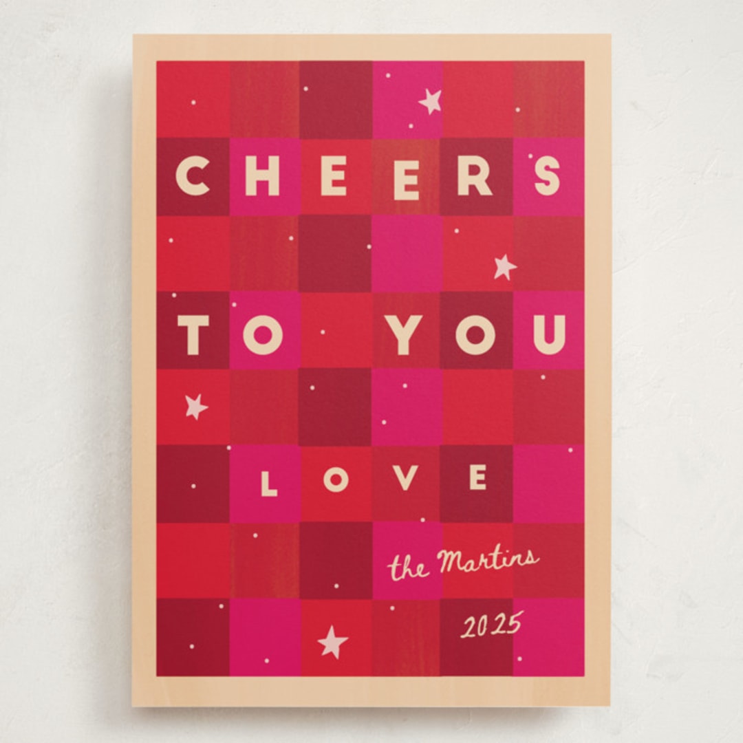 "Checkered Cheers" - Holiday Cards in Cherry by Ani Somi - Front