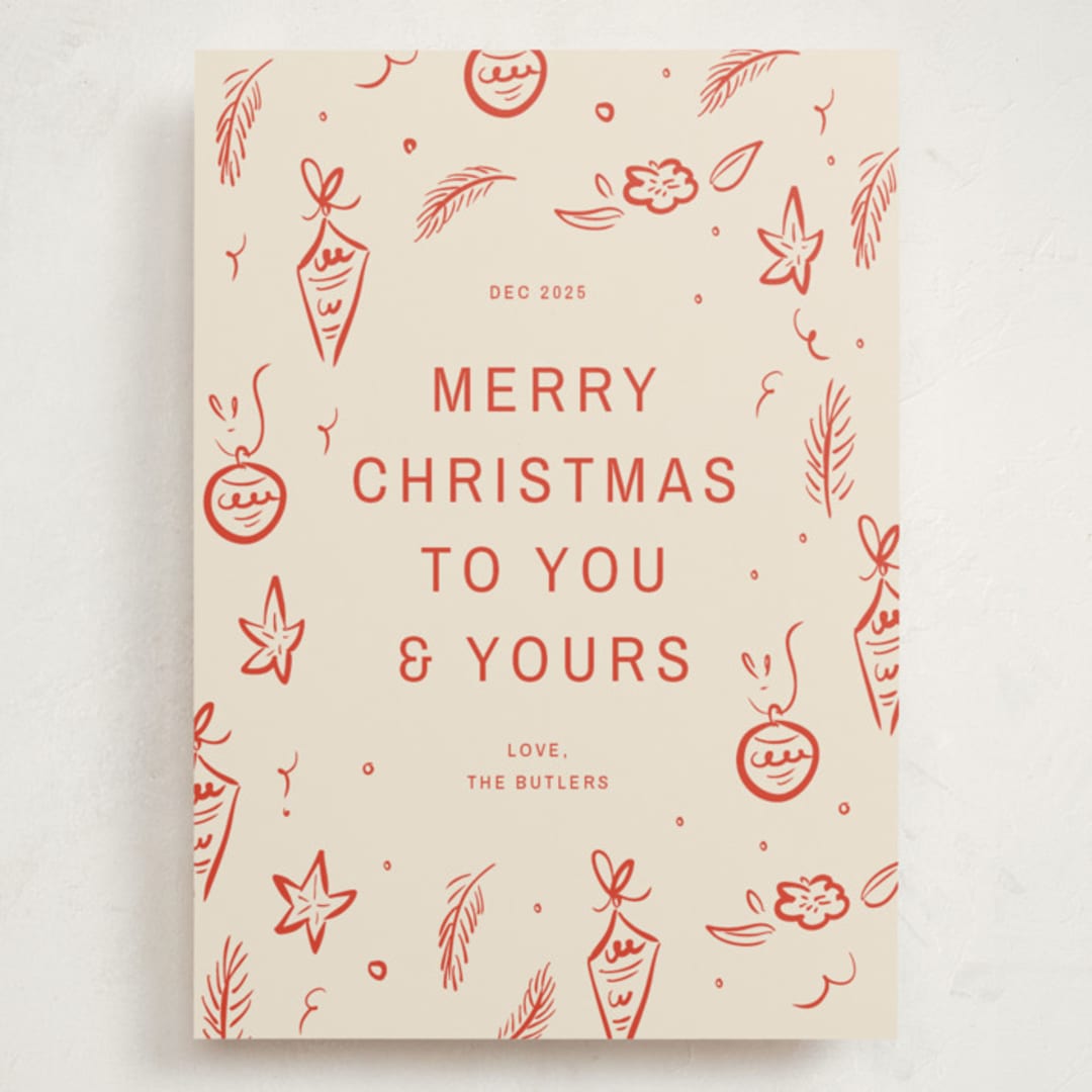 "Happy Little Holidays" - Holiday Cards in Tomato by Ani Somi - Front