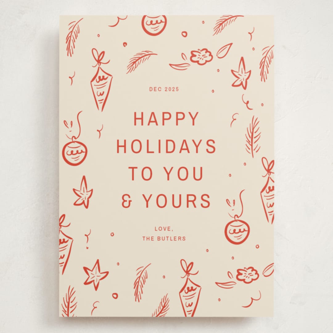 "Happy Little Holidays" - Holiday Cards in Tomato by Ani Somi - Front