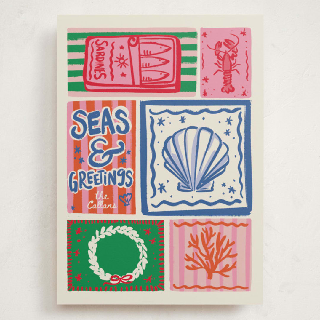 "Seas" - Holiday Cards in Cerulean by Jenna Holcomb - Front