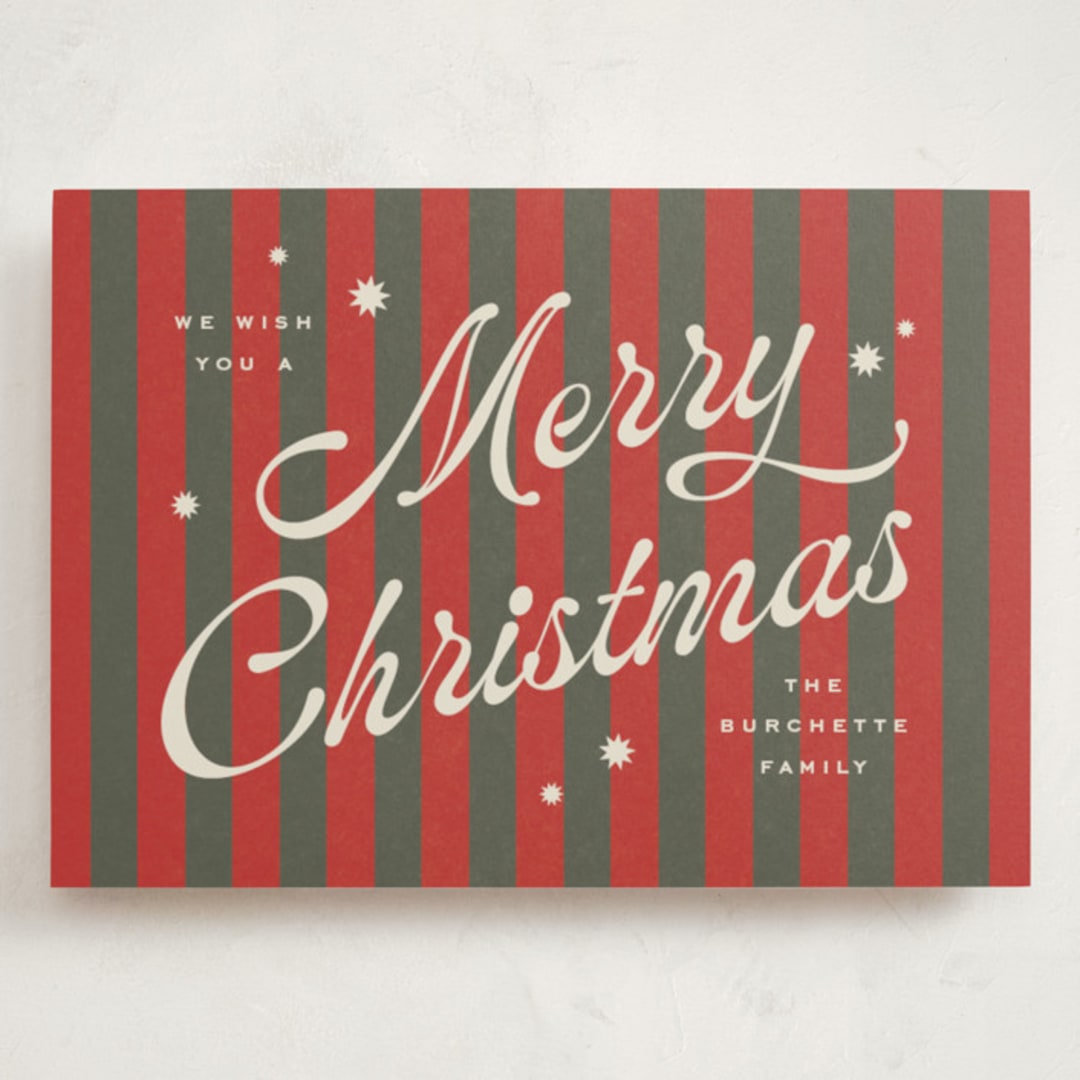 "Retro Candy Stripe" - Holiday Cards in Garland by Wildfield Paper Co - Front