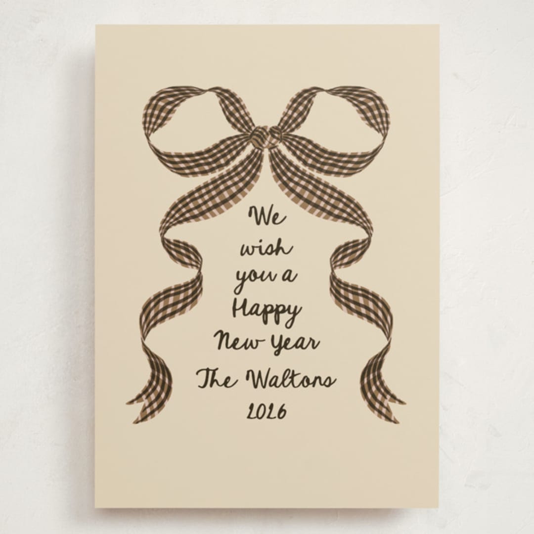 "Gingham Ribbon" - Holiday Cards in Spice by Leah Bisch - Front