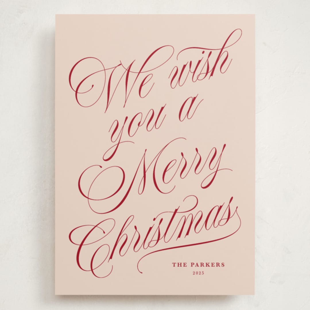 "With Flourish" - Holiday Cards in Rosy Cheeks by Kate Ahn - Front