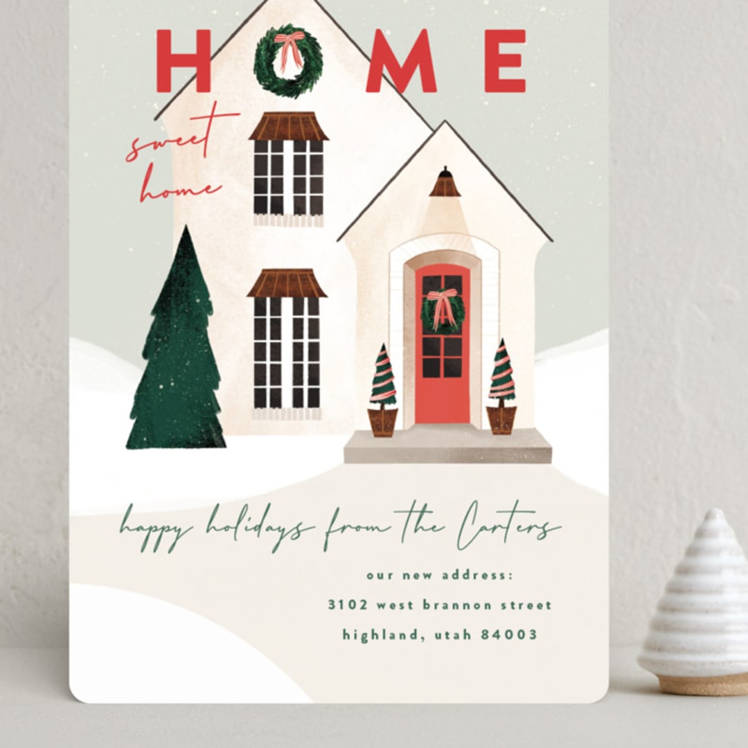 "New Place" - Holiday Cards in Morning Mist by Julie Murray - Front