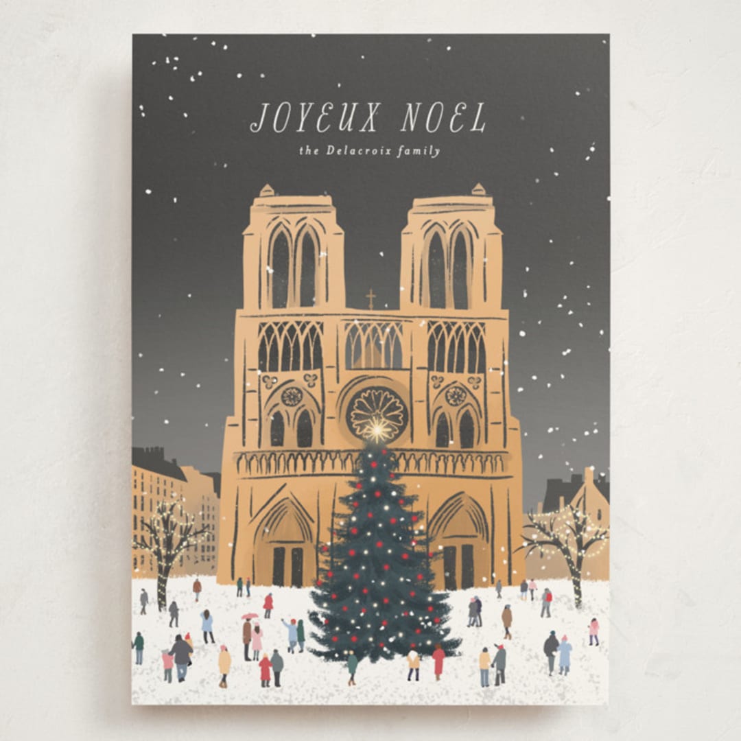 "Notre Dame" - Holiday Cards in Slate by Jamie Alexander - Front
