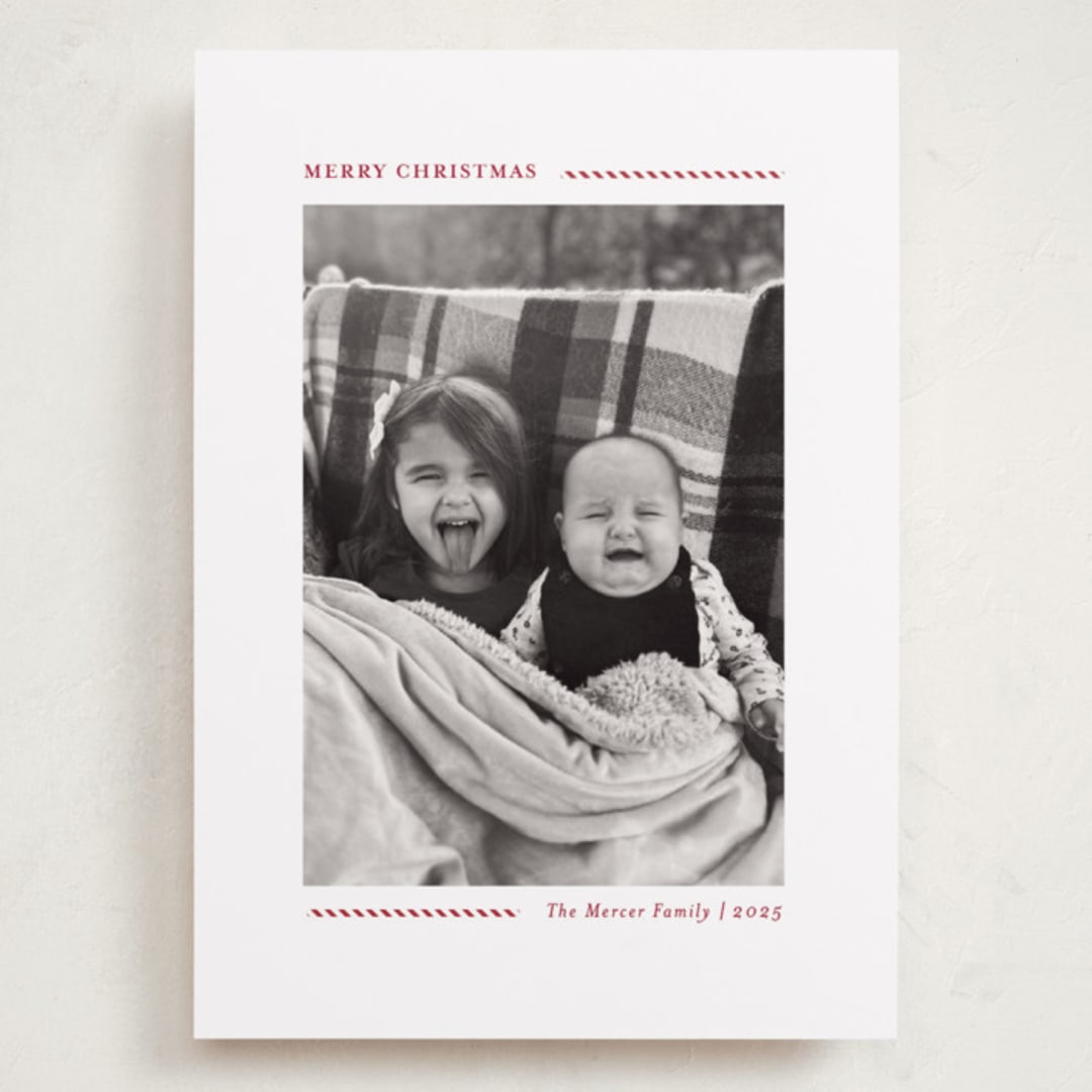 "Candy Cane Lines" - Holiday Cards in Candy Cane by Allison Orszak - Front
