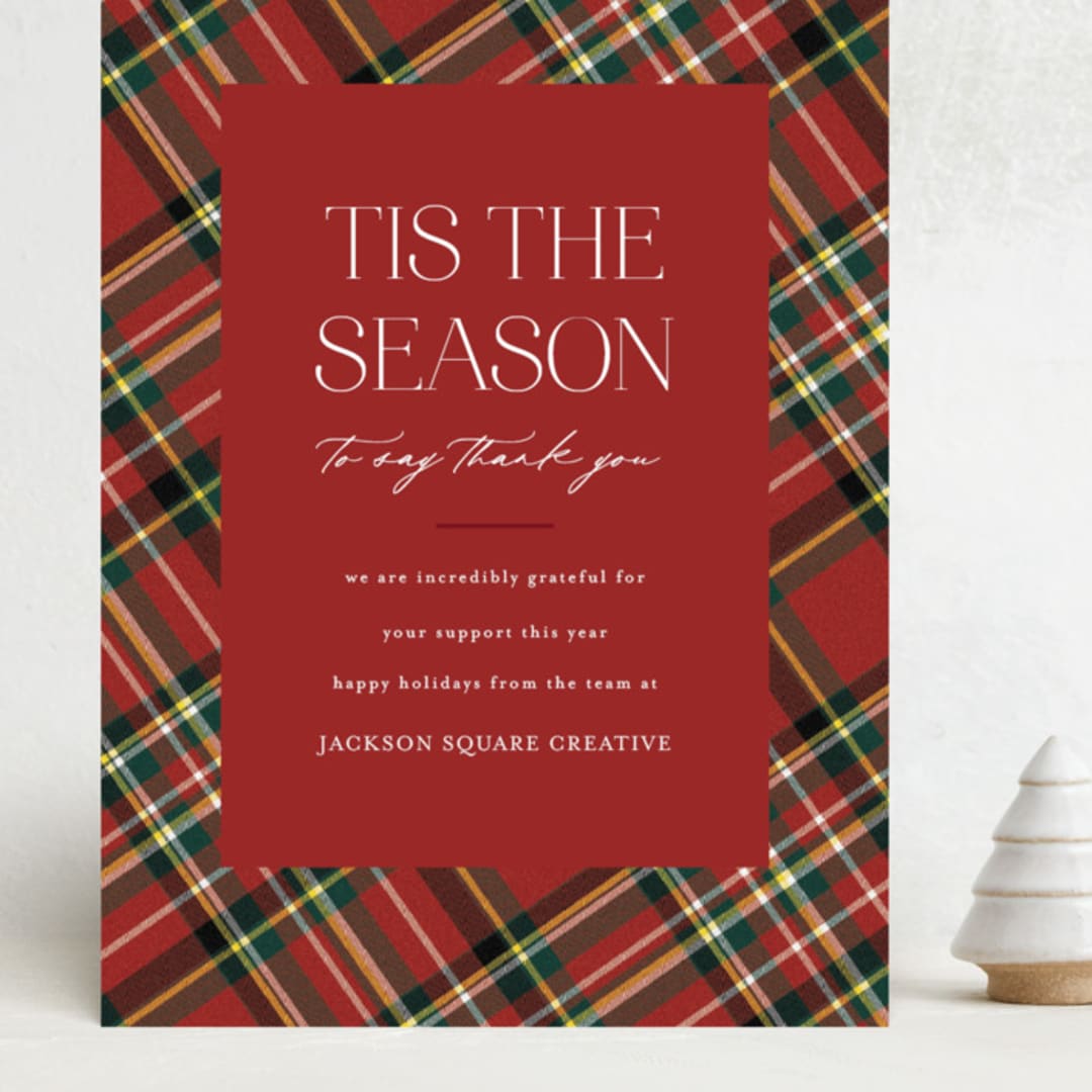"Tis The Season Plaid" - Holiday Cards in Poinsettia by Ashlee Townsend - Front