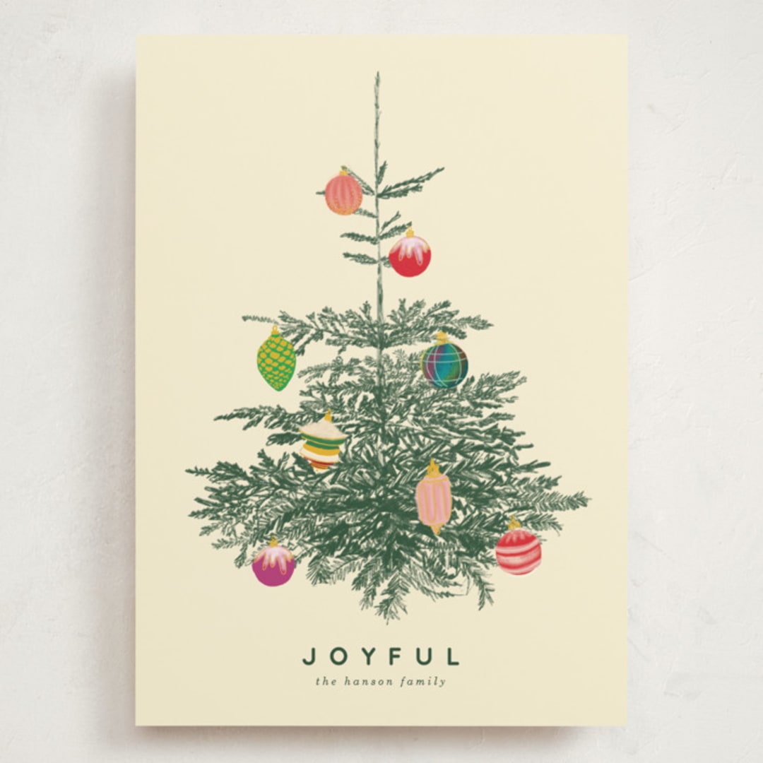 "Retro Tree" - Holiday Cards in Ivory by Baumbirdy - Front