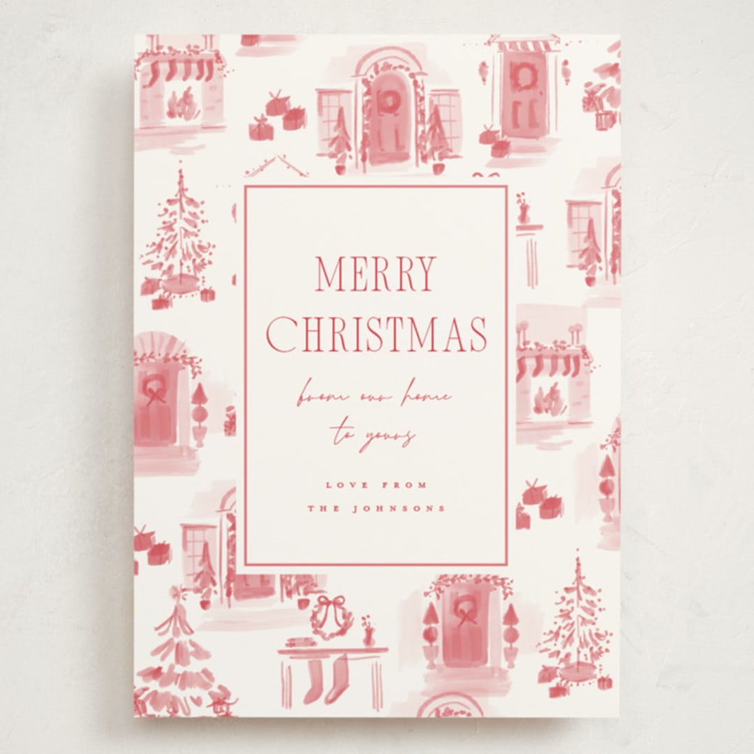 "holiday home toile" - Holiday Cards in Peppermint by Rebecca Durflinger - Front