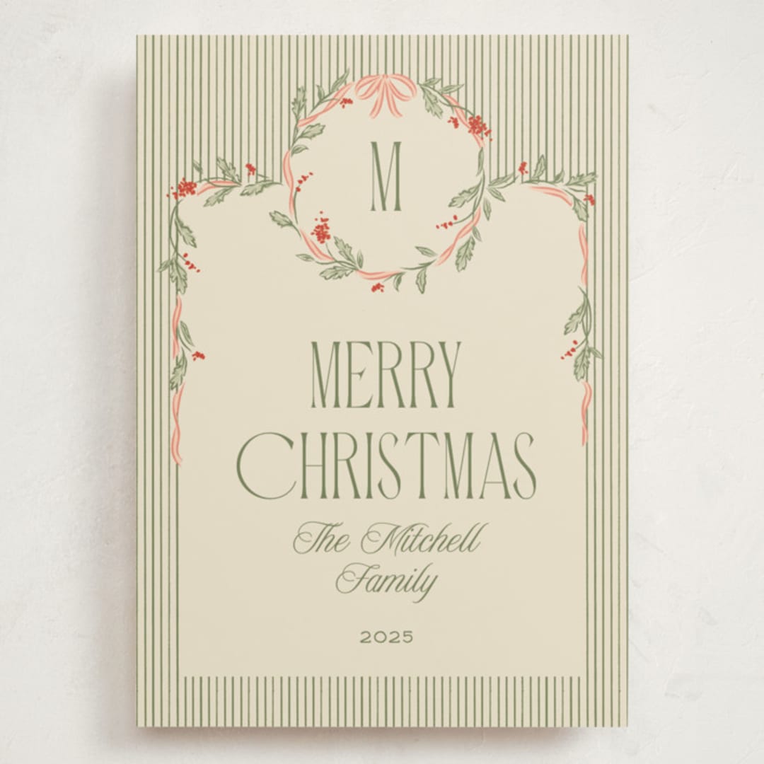 "Wreath Frame" - Holiday Cards in Cream by Robert and Stella - Front