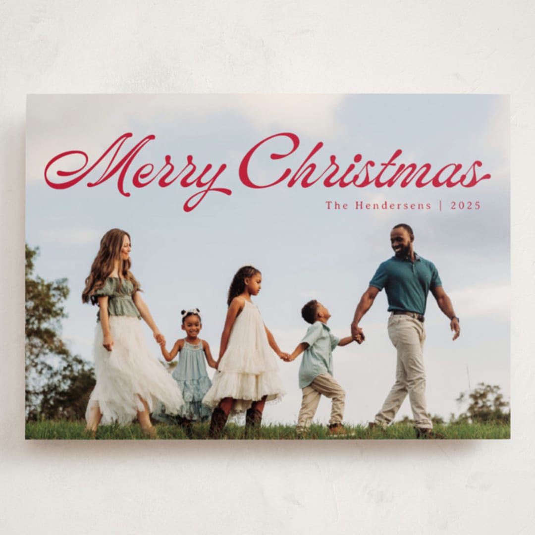 "Calligraphic" - Holiday Cards in Berry by Ellis - Front
