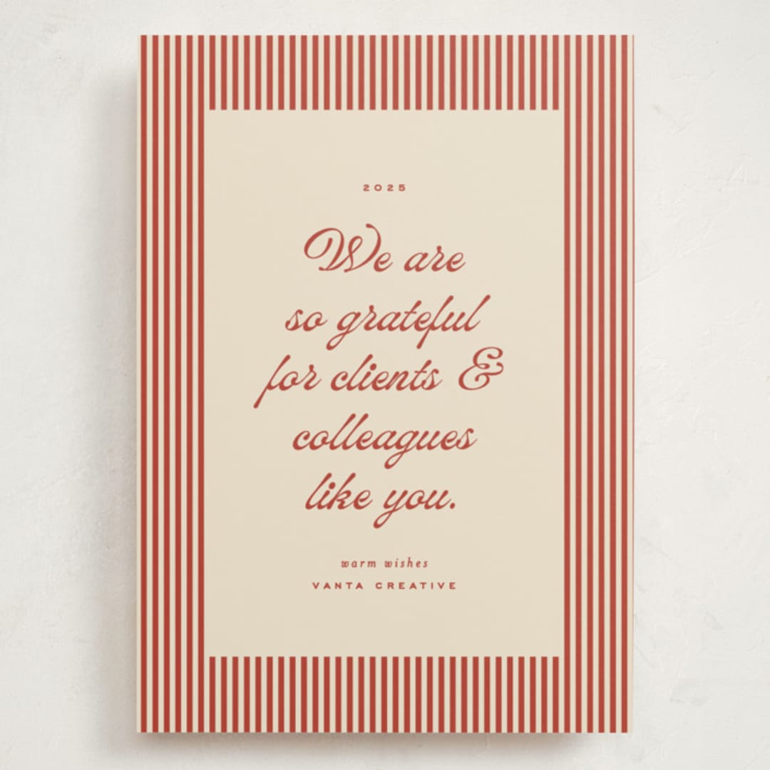 "pinstriped border" - Holiday Cards in Cranberry by Ellen Schlegelmilch - Front