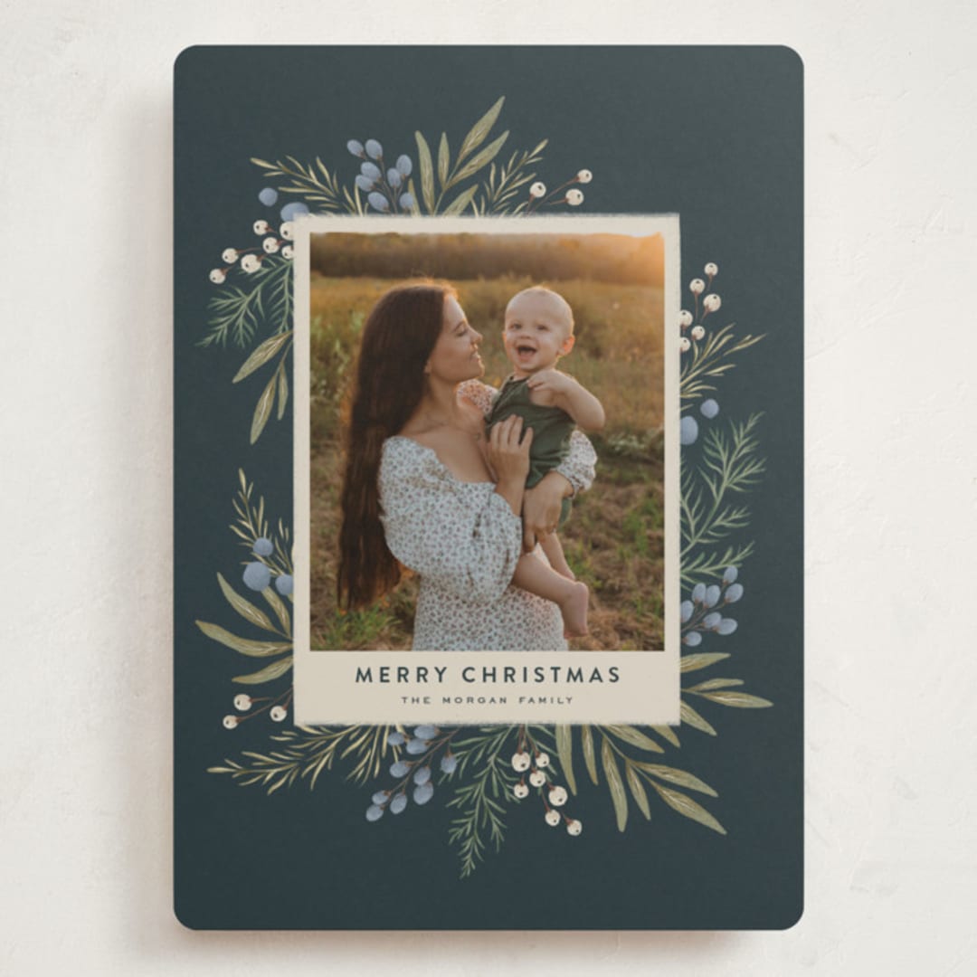 "Holly + Olive" - Holiday Cards in Juniper by Wildfield Paper Co - Front