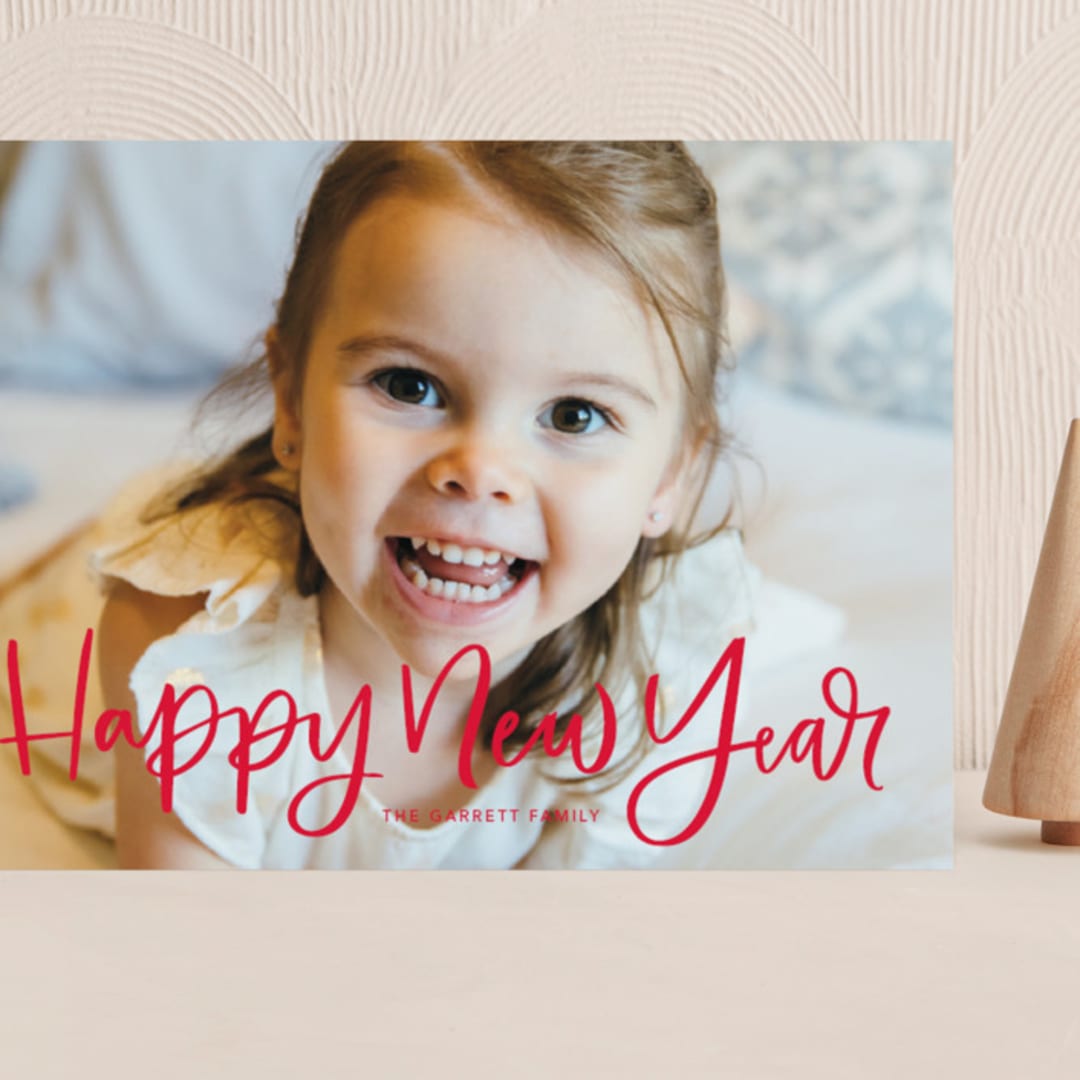"Modern Merry Greeting" - Holiday Cards in Apple by Kristen Smith - Front