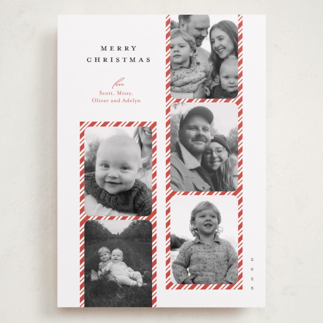 "Peppermint Strip" - Holiday Cards in Peppermint by Carrie ONeal - Front