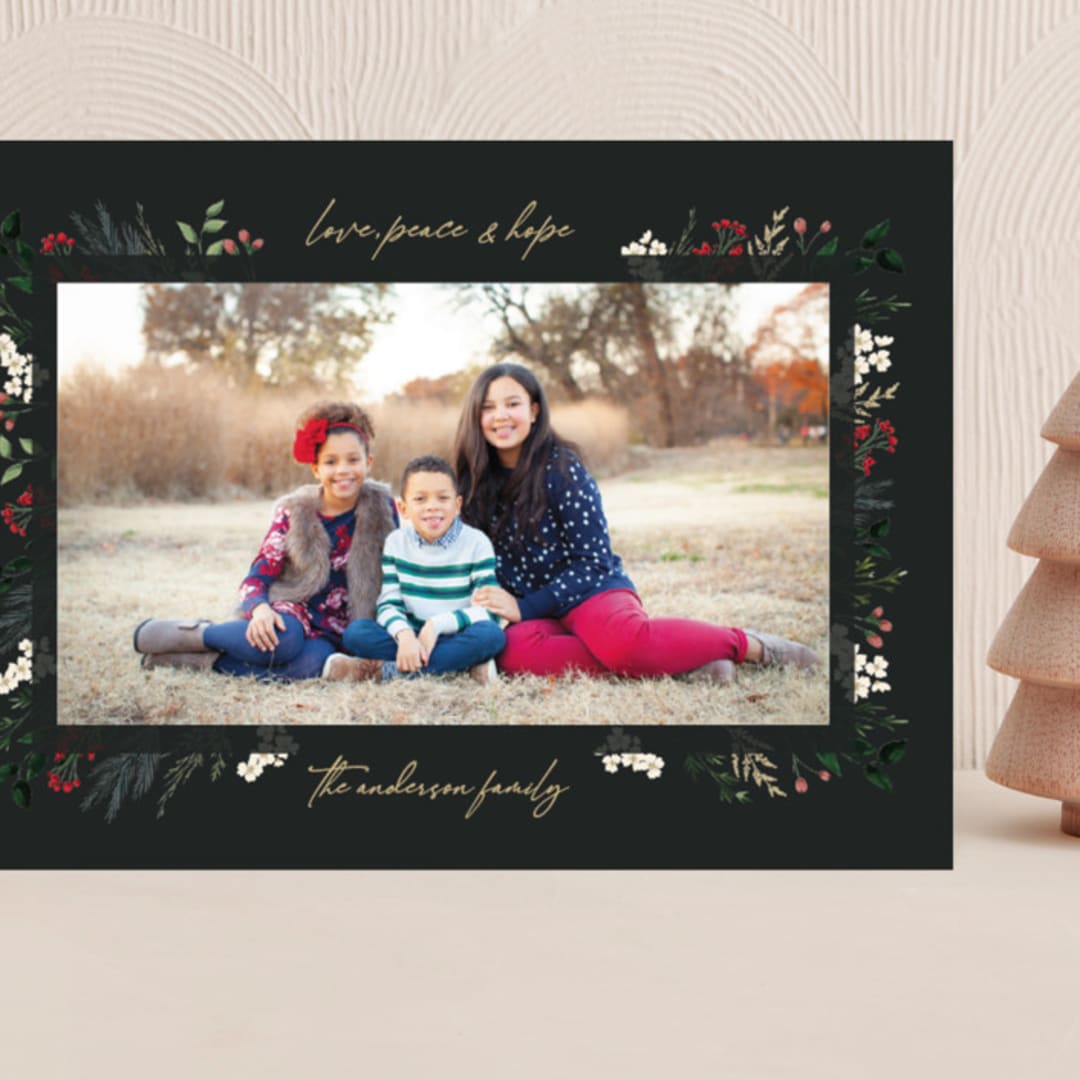 "Love, Peace & Hope" - Holiday Cards in Holly by Susan Moyal - Front