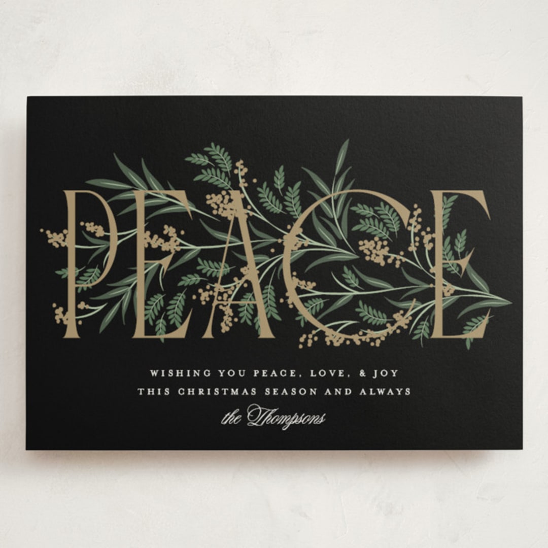 "Entwined Peace" - Holiday Cards in Coal by Robert and Stella - Front