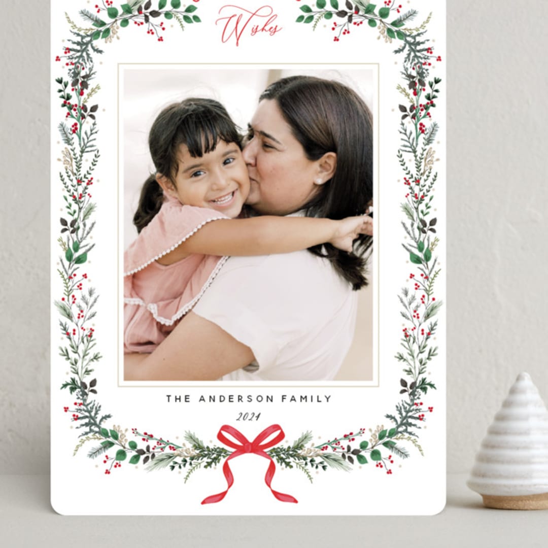 "Festive Vine" - Holiday Cards in Crimson by Susan Moyal - Front