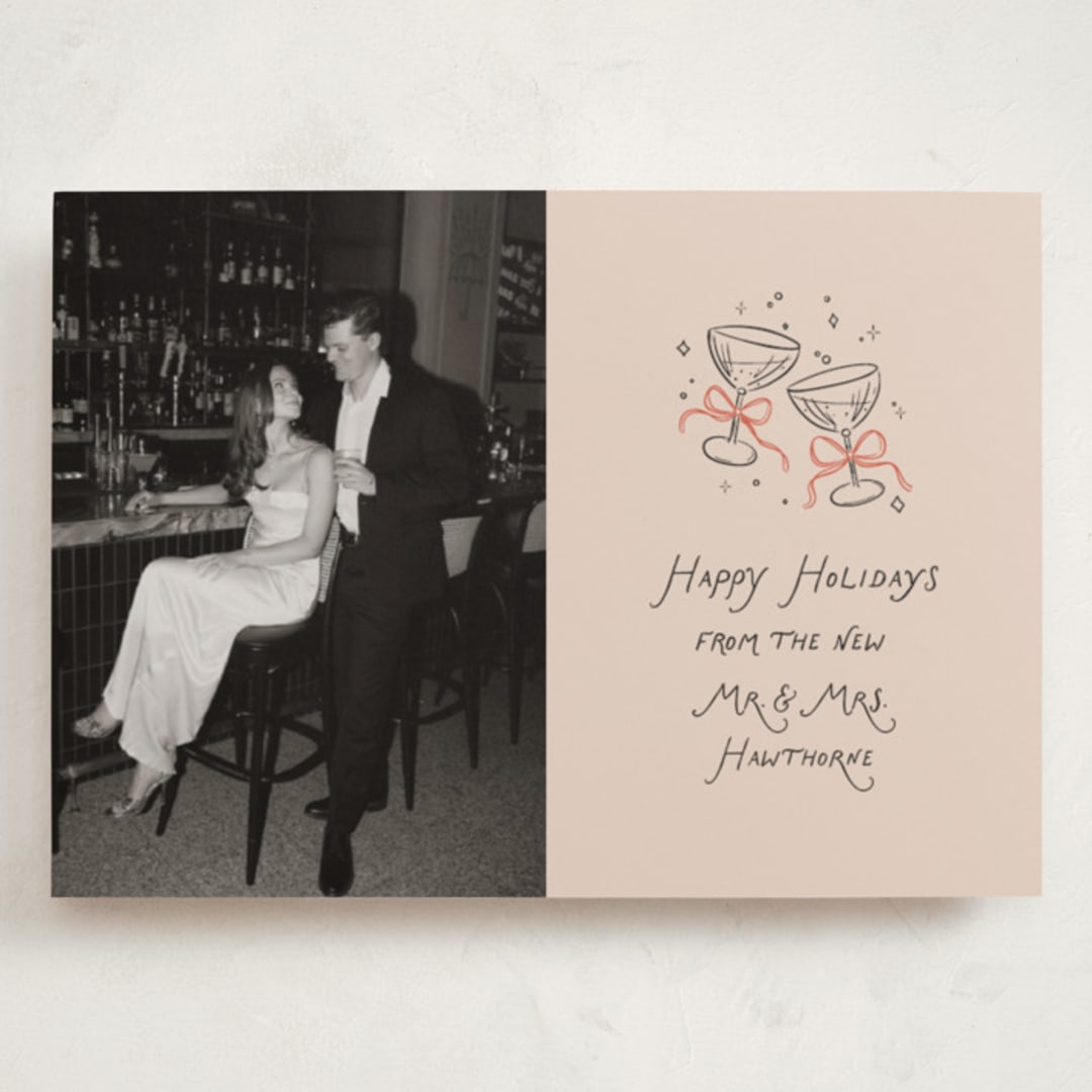 "Newlywed Toast" - Holiday Cards in Candied Grapefruit by Randi Cirelli - Front