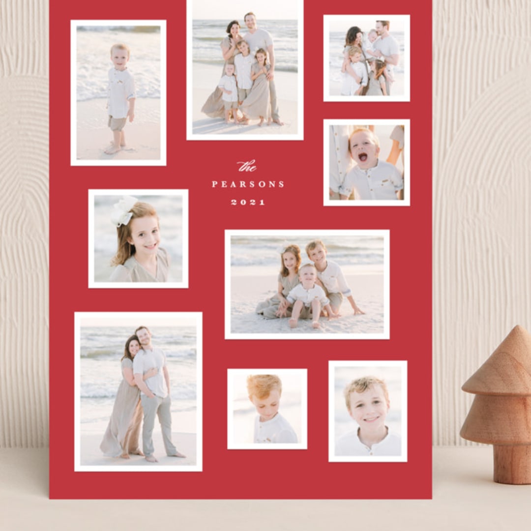 "Modern Snapshots" - Holiday Cards in Berry by Hooray Creative - Front