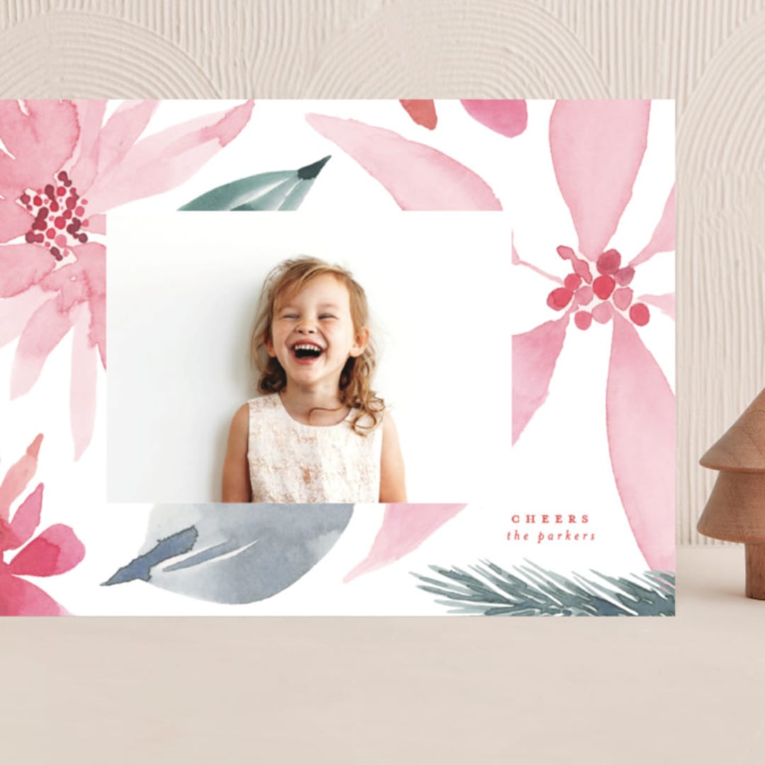"bold poinsettias" - Holiday Cards in Candy Cane by Phrosné Barwood - Front