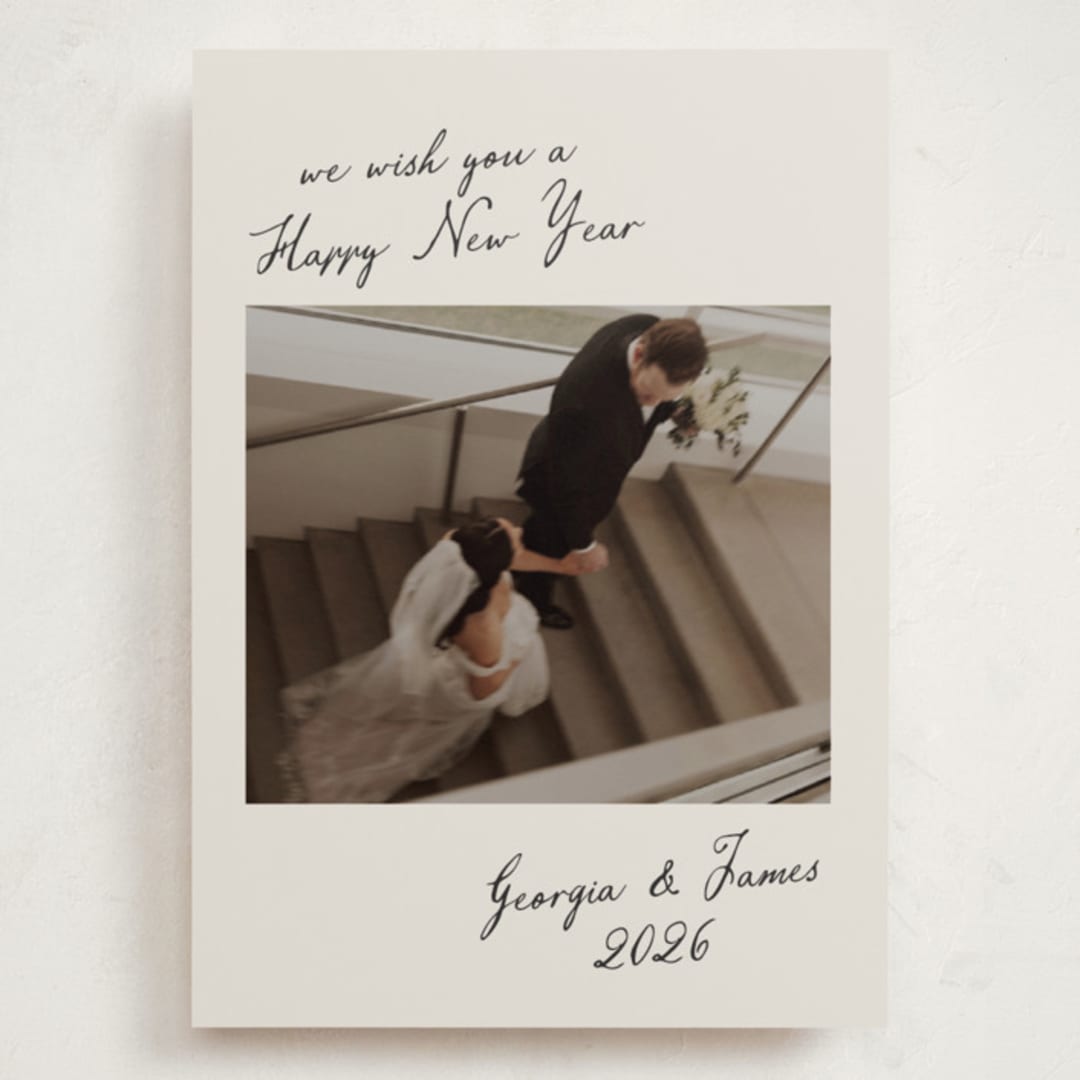 "New Year Note" - Holiday Cards in Sandstone by Nicole Walsh - Front