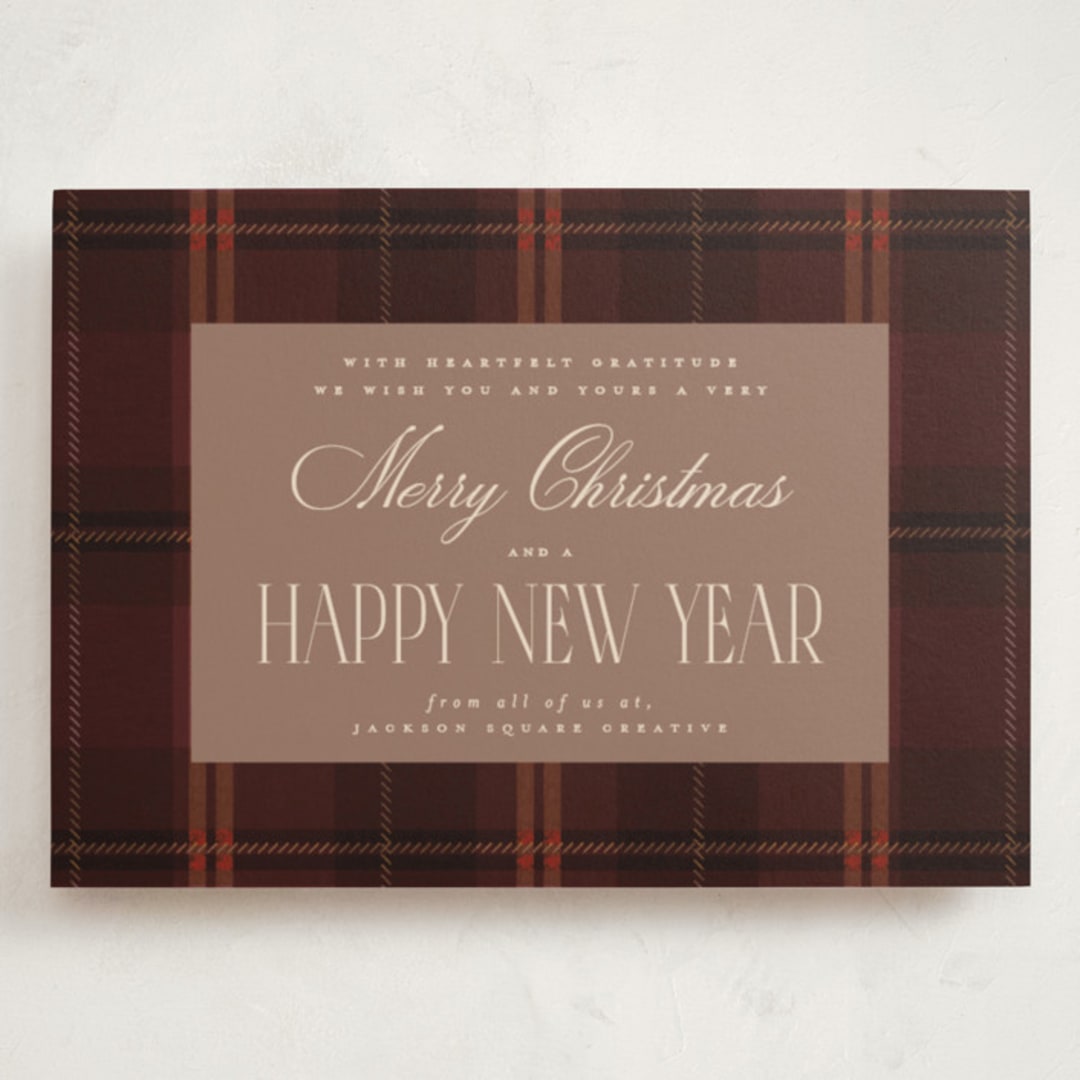 "Timeless plaid" - Holiday Cards in Berry by Maja Cunningham - Front