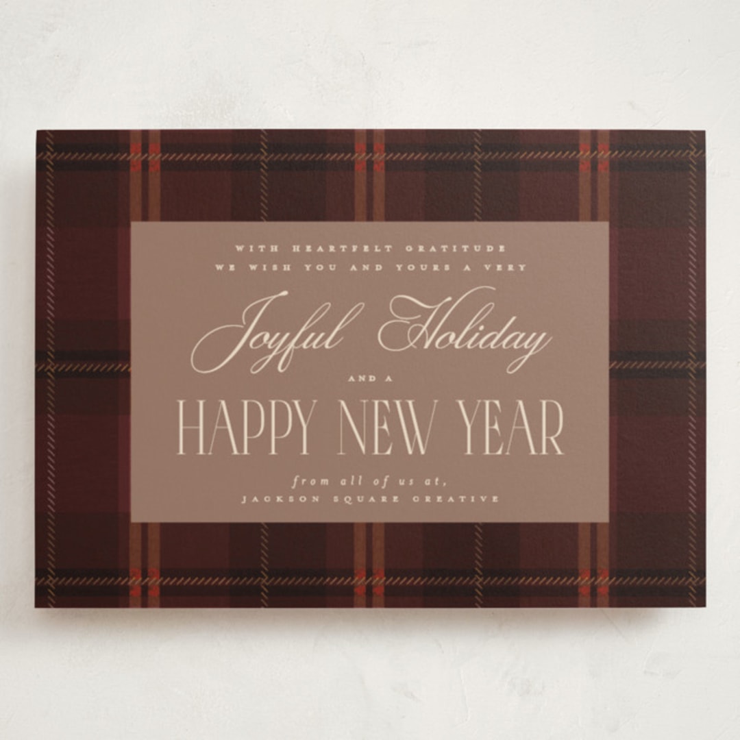 "Timeless plaid" - Holiday Cards in Berry by Maja Cunningham - Front