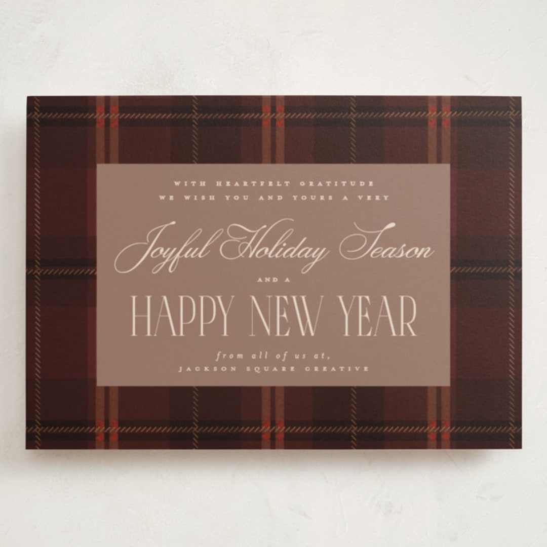 "Timeless plaid" - Holiday Cards in Berry by Maja Cunningham - Front