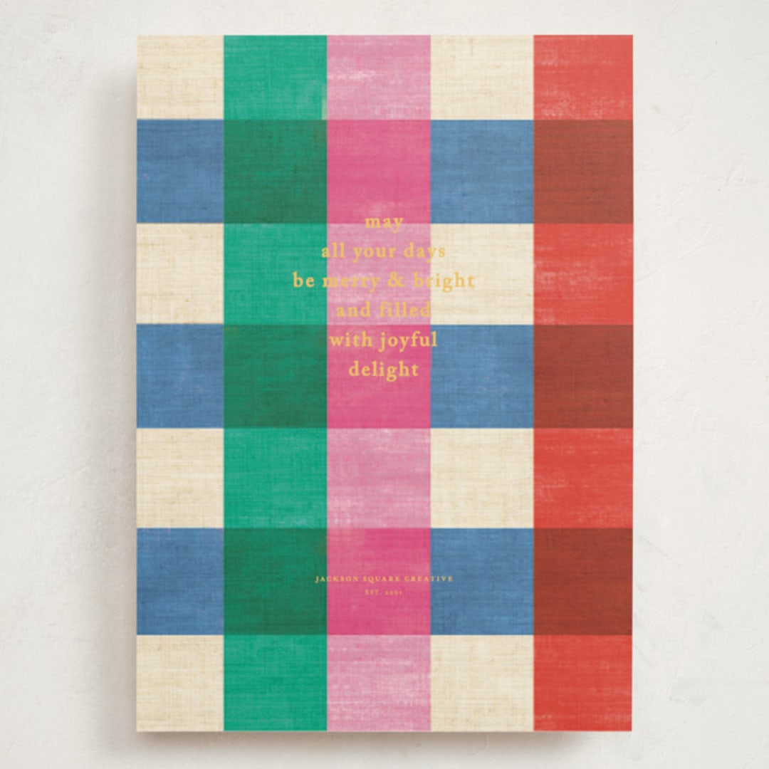 "Playful Plaid" - Holiday Cards in Candy by Baumbirdy - Front