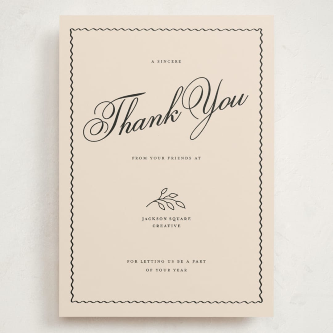 "Sincerely Thank You" - Holiday Cards in Cream by Rachel Cassel - Front