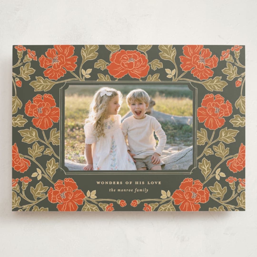 "Christmas Poppies" - Holiday Cards in Balsam by Tara Grangroth - Front