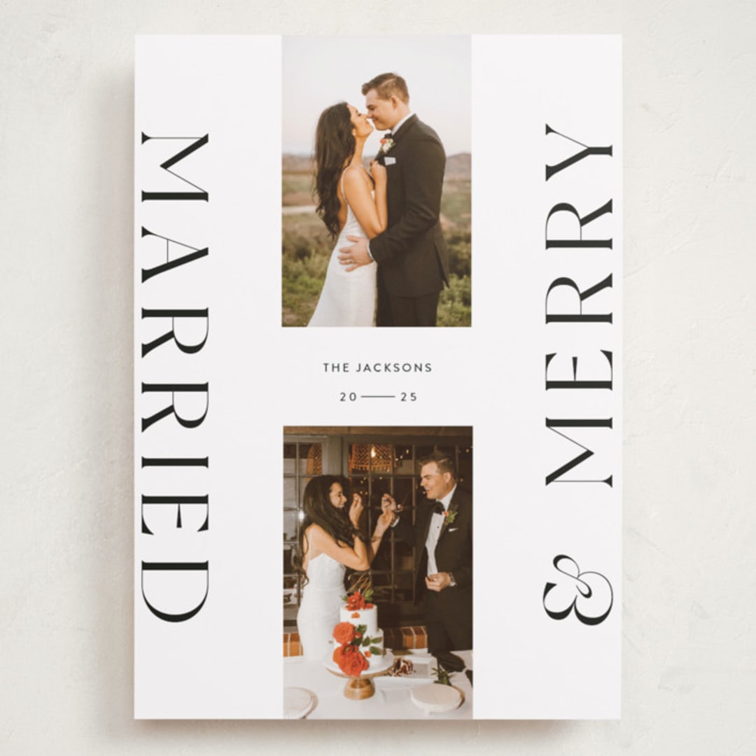 "Merrily Married" - Holiday Cards in Snowflake by Laura Bercovich - Front