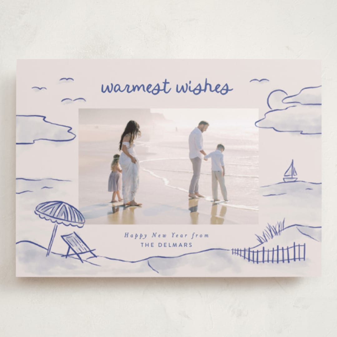 "Tis the Sea Sun" - Holiday Cards in Ocean by Pink House Press - Front