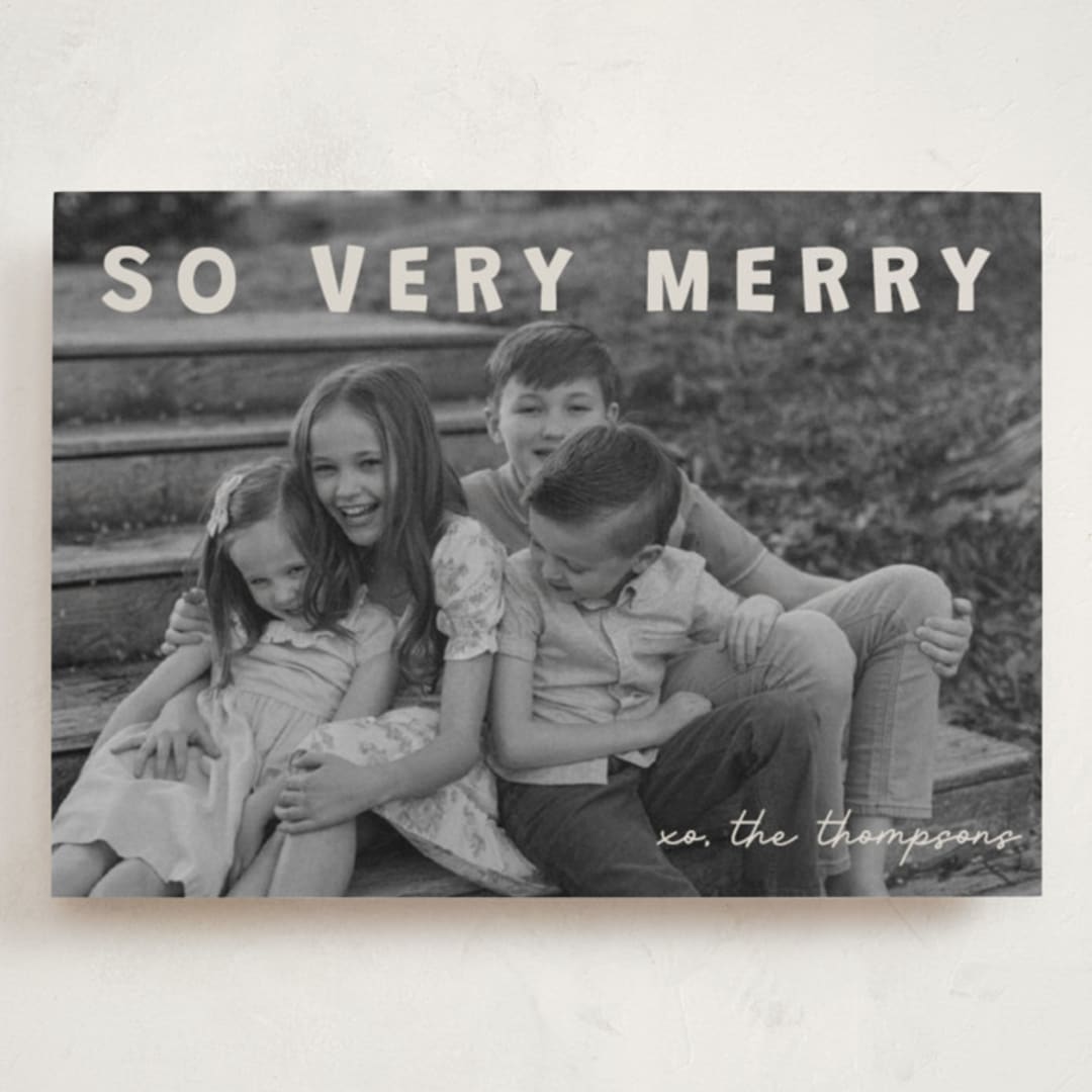 "merry greeting" - Holiday Cards in Cream by Jenny Millington - Front