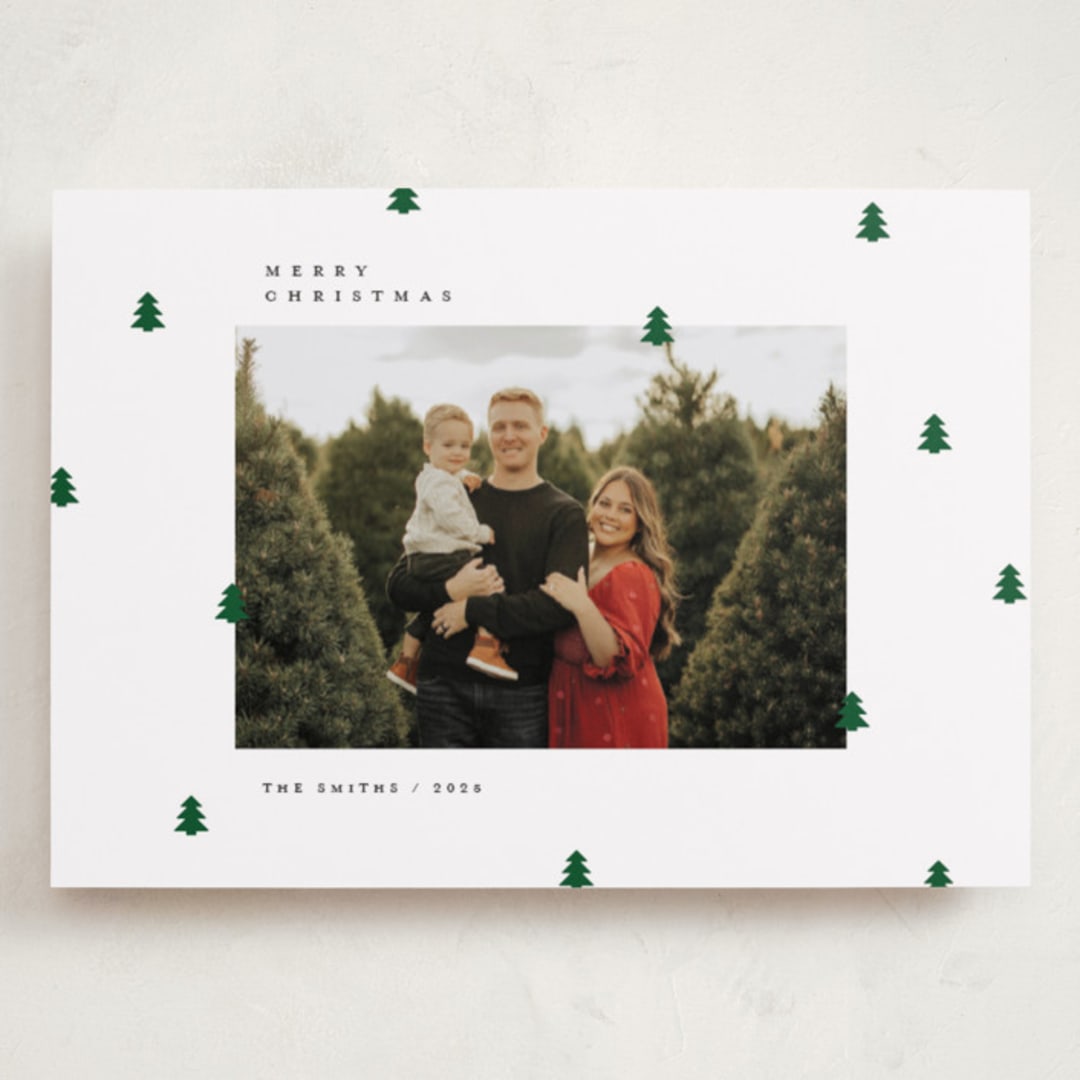 "Scattered Trees" - Holiday Cards in Cotton by Michelle Taylor - Front