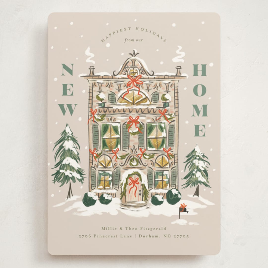 "New Home Holiday House" - Holiday Cards in Eggnog by Jackie Crawford - Front