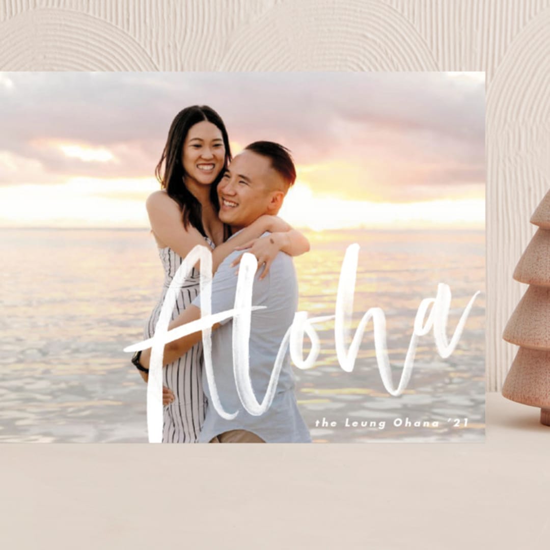 "Aloha" - Holiday Cards in Frost by Pine Street Creative - Front