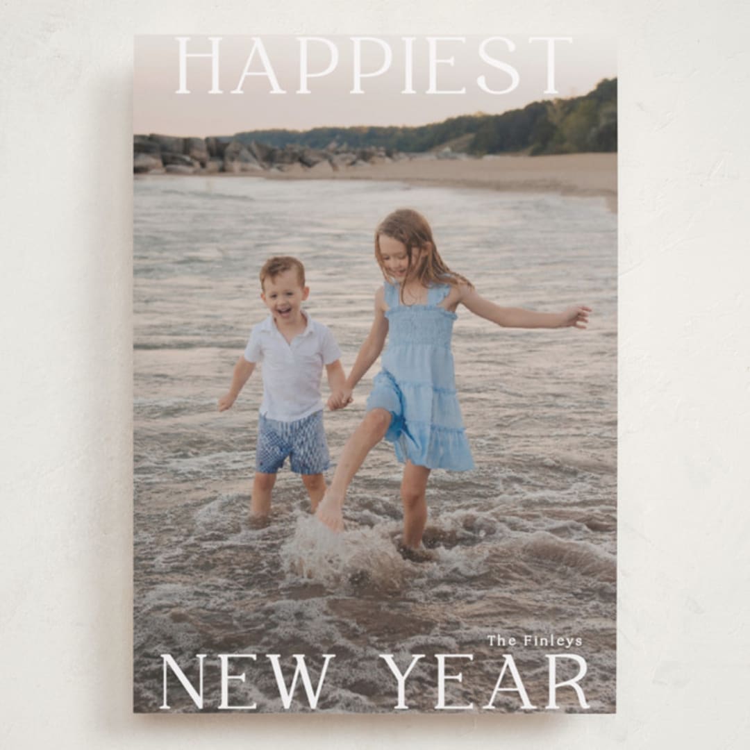 "New Year Happiness" - Holiday Cards in Cotton by Angela Thompson - Front