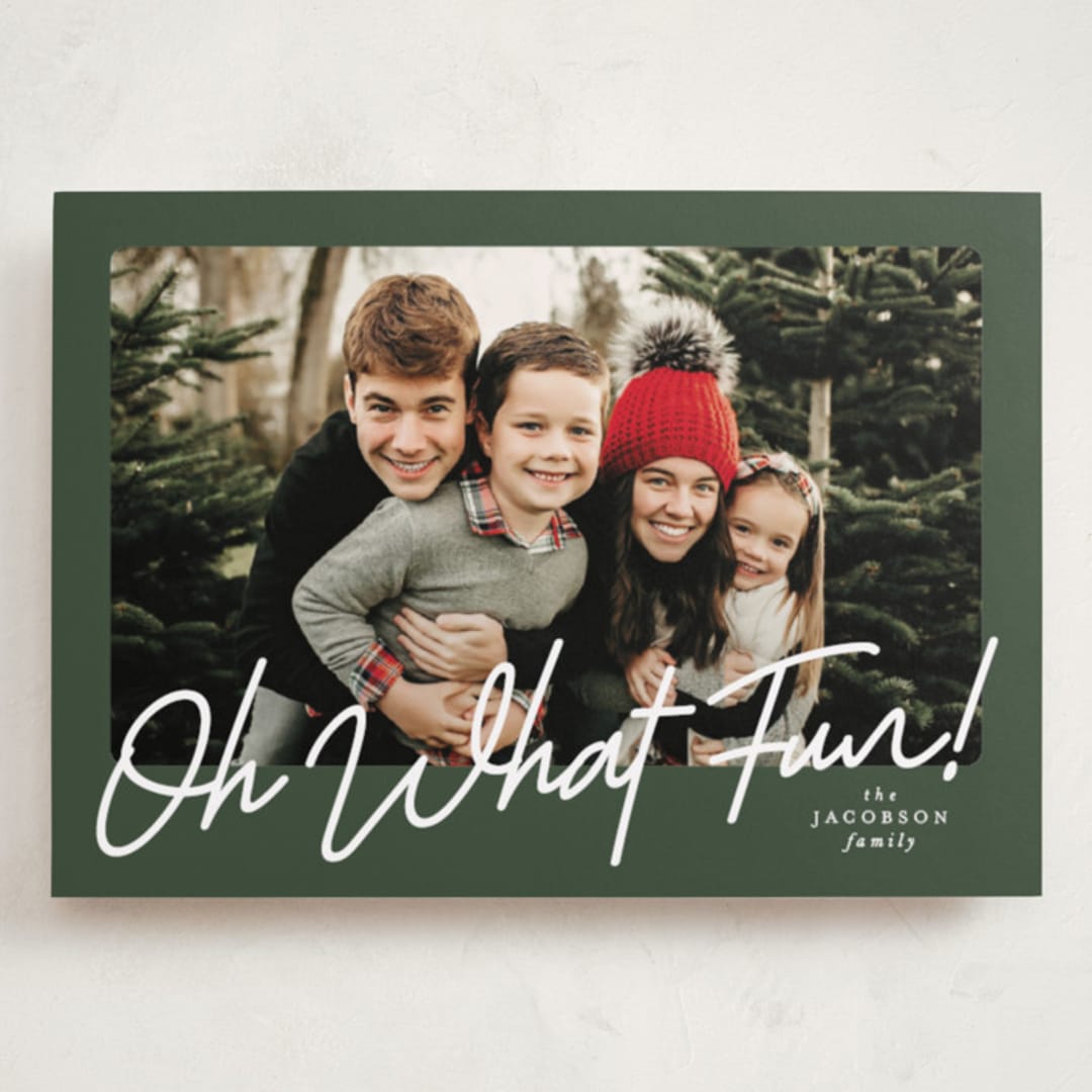 "Oh what fun script" - Holiday Cards in Forest by Karidy Walker - Front