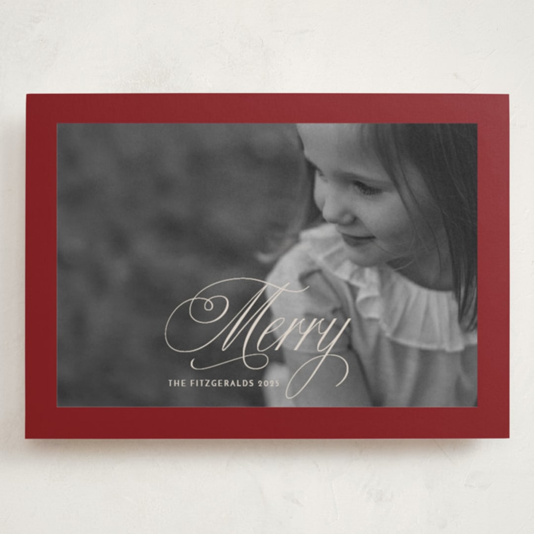 "Boldly Merry" - Holiday Cards in Garnet by Karen Kaul - Front