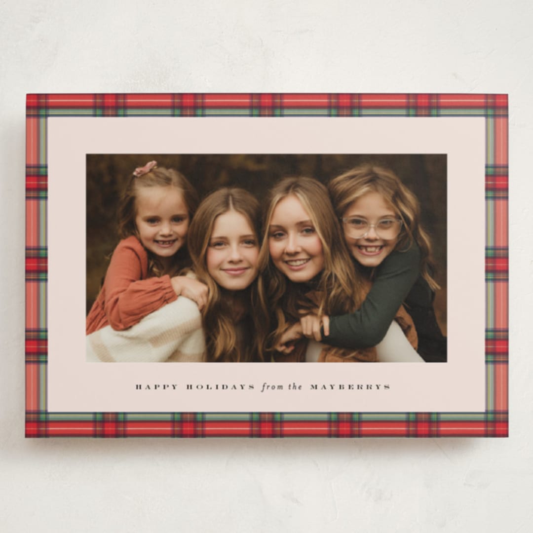 "Taffeta Tartan" - Holiday Cards in Holly Berry by Olivia Kanaley Inman - Front